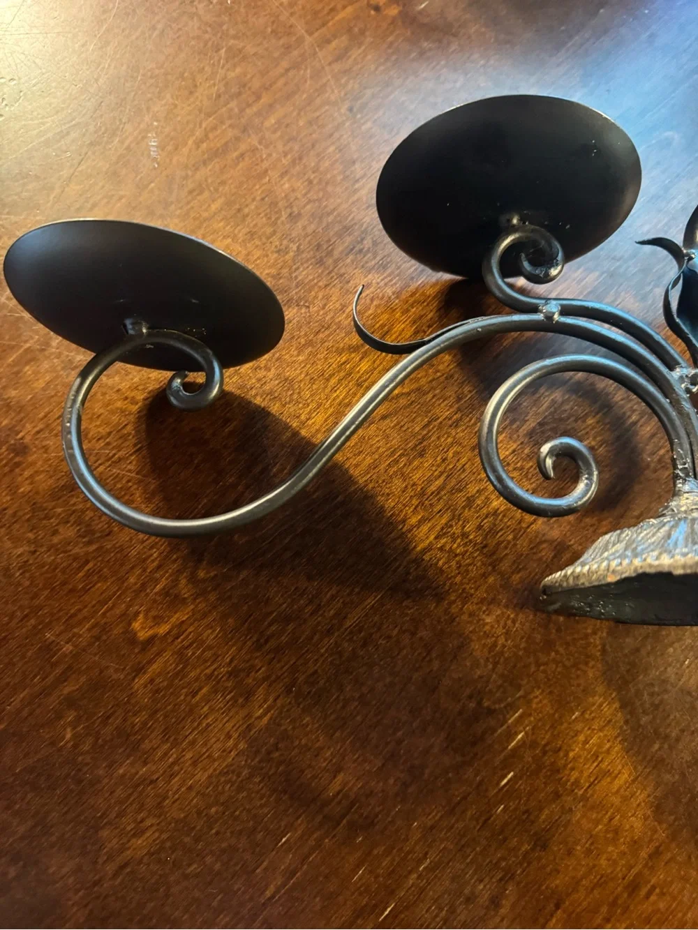 Homemade Art Decorative Black Metal 4 Arm Candle Holder